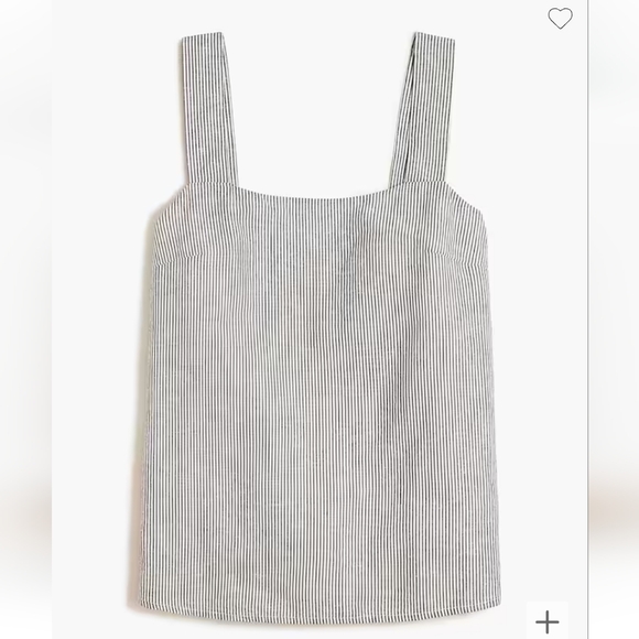 J Crew Striped linen-blend squareneck tank top NWT Size XS in black and white - Picture 7 of 7